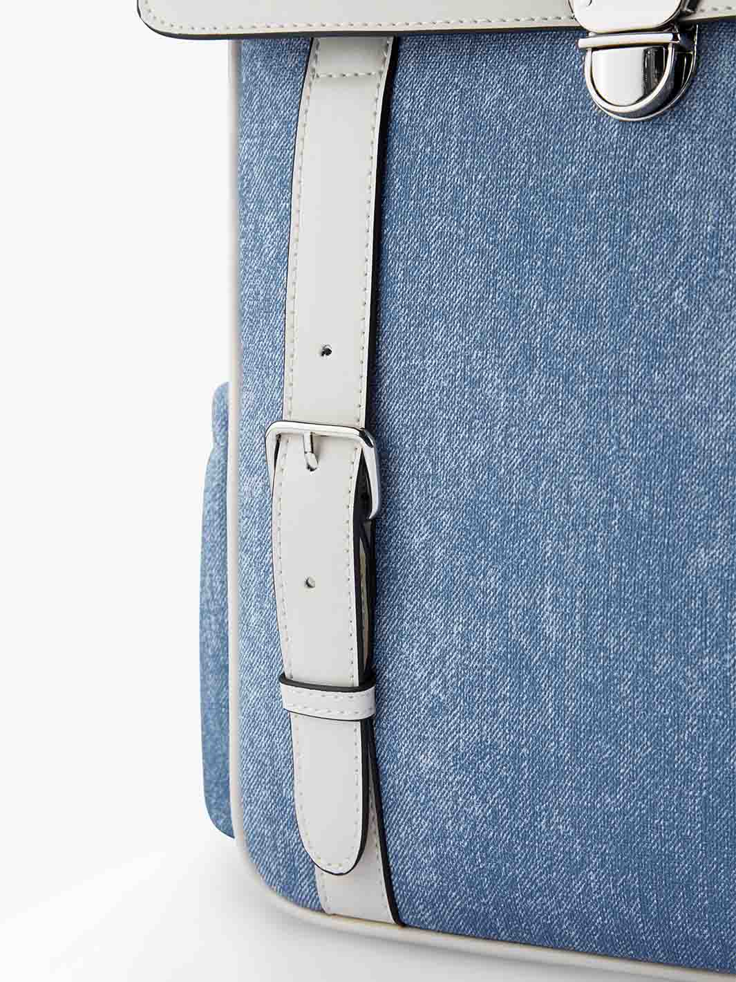 Denim-Inspired PU Fabric 15.6-Inch Backpack - Image 11