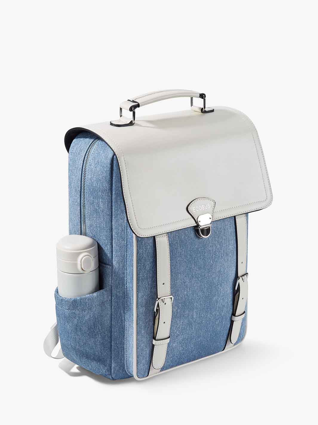 Denim-Inspired PU Fabric 15.6-Inch Backpack - Image 7