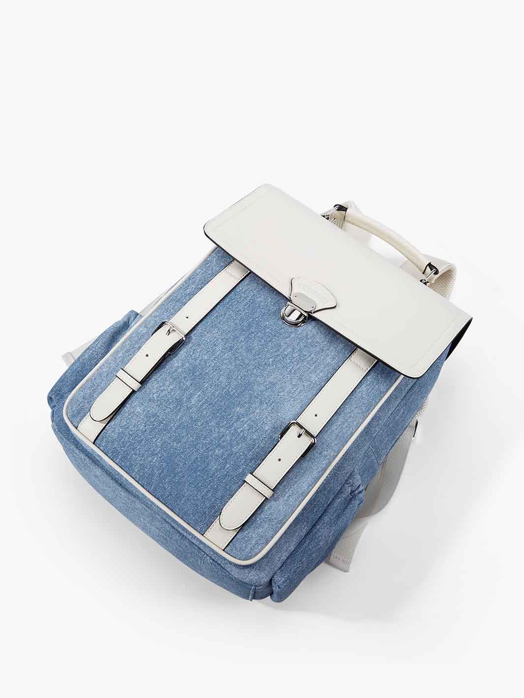 Denim-Inspired PU Fabric 15.6-Inch Backpack - Image 8