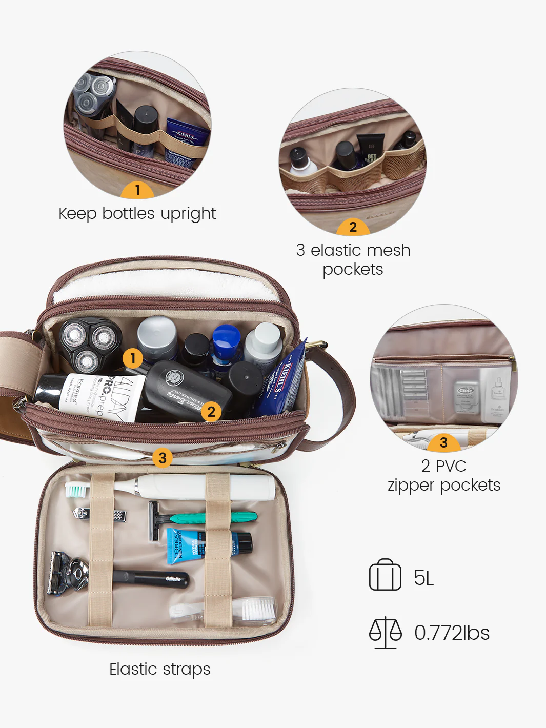 Elena Large Vegan Leather Toiletry Bag - Image 19