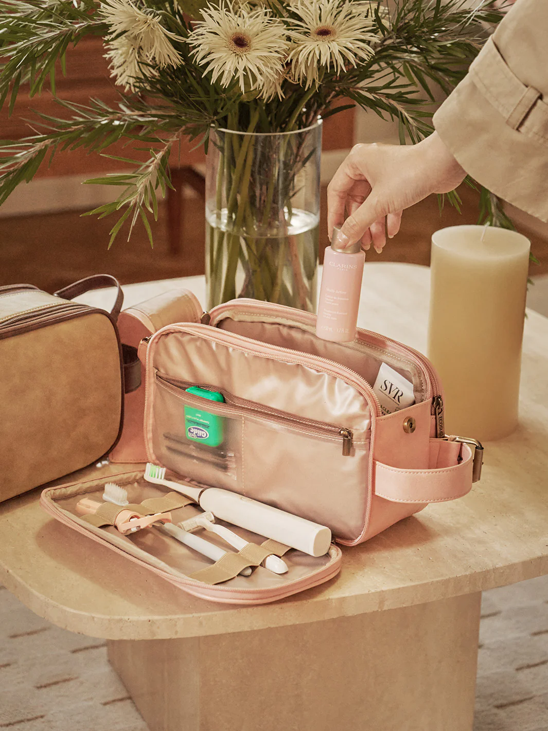 Elena Large Vegan Leather Toiletry Bag - Image 26