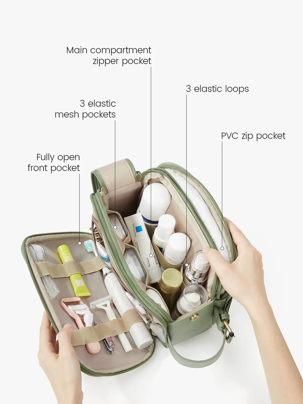 Elena Large Vegan Leather Toiletry Bag - Image 4