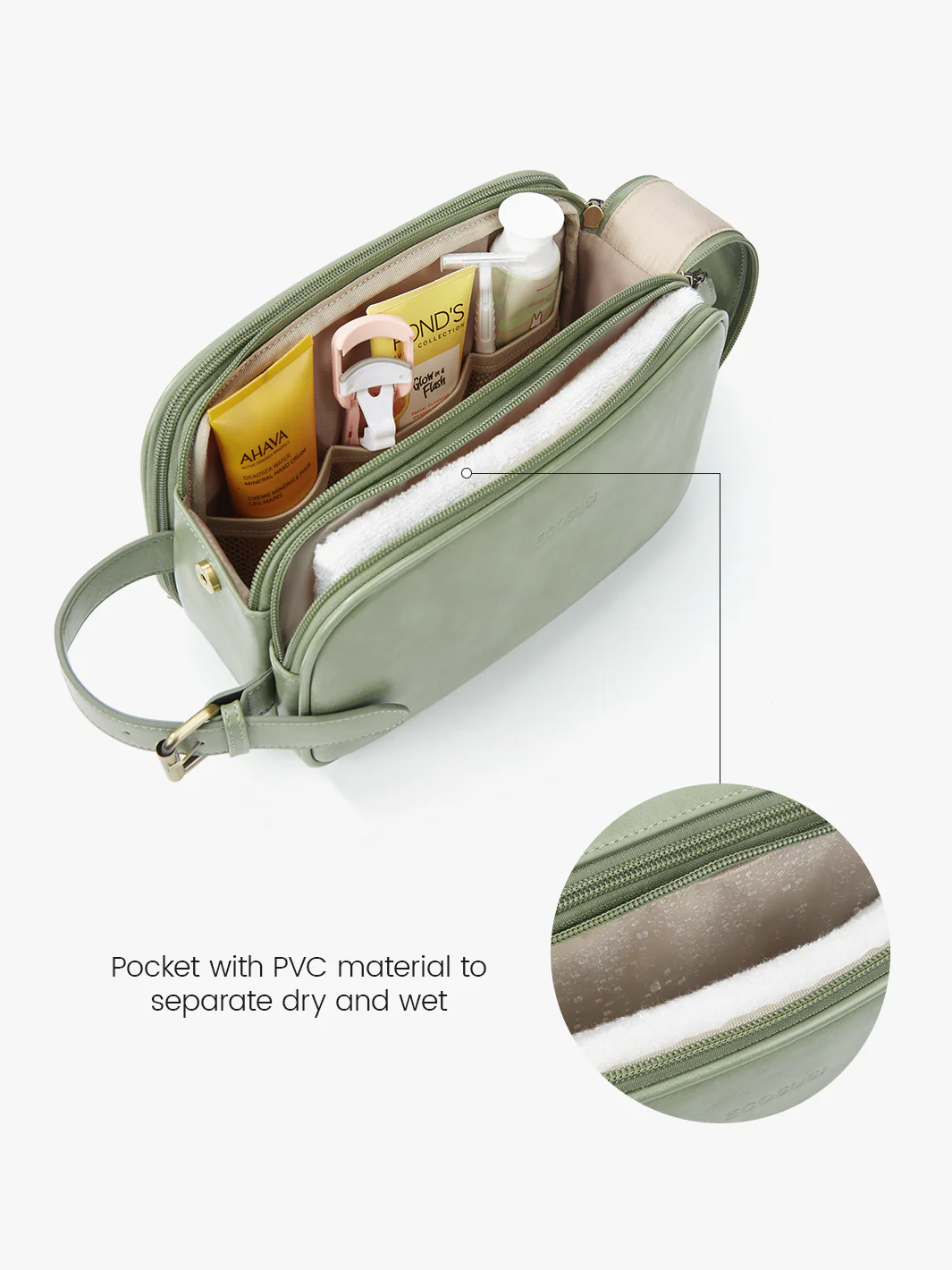 Elena Large Vegan Leather Toiletry Bag - Image 5