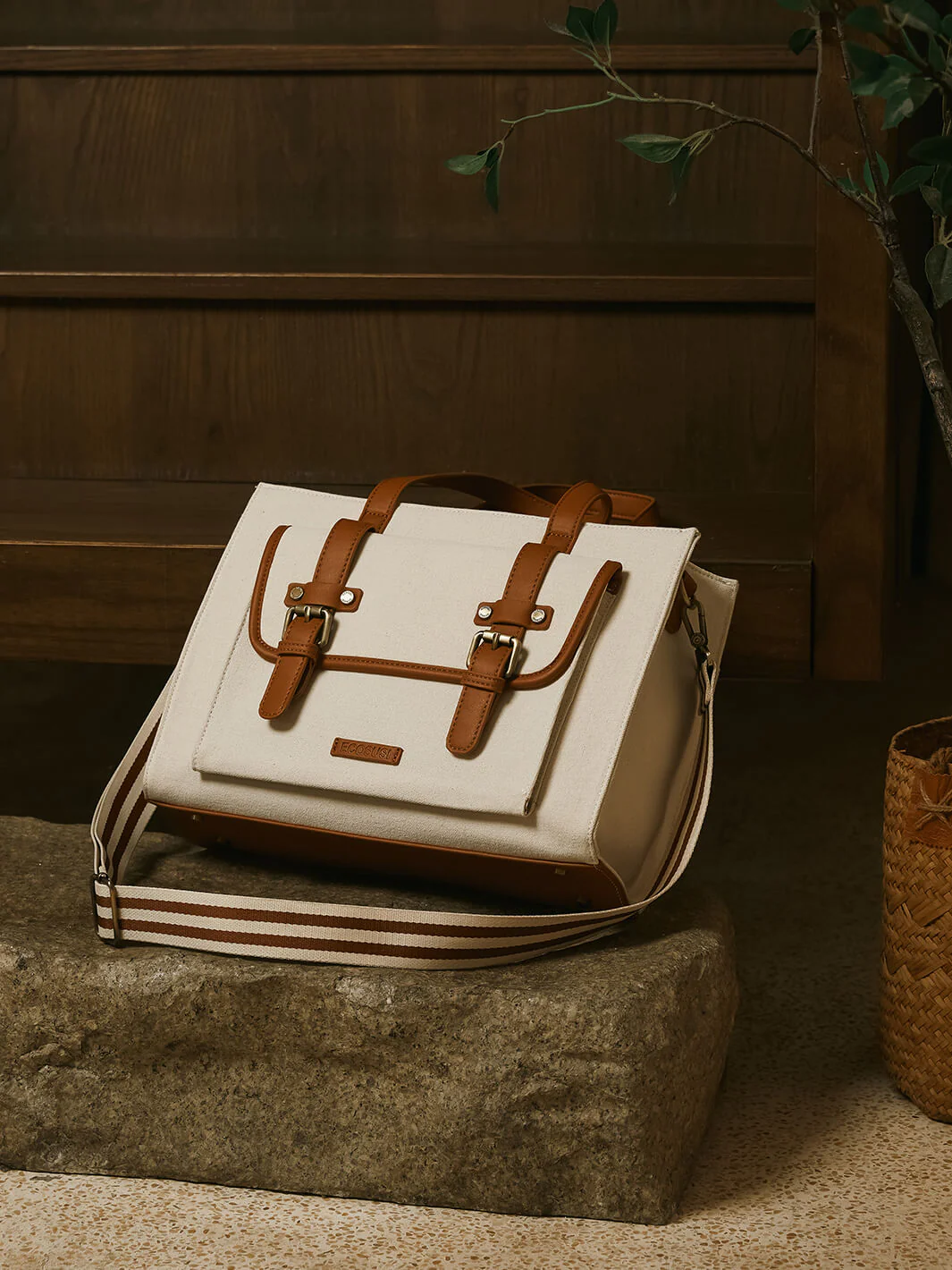 Olivia's Canvas 13" Vegan Leather Tote - Image 3