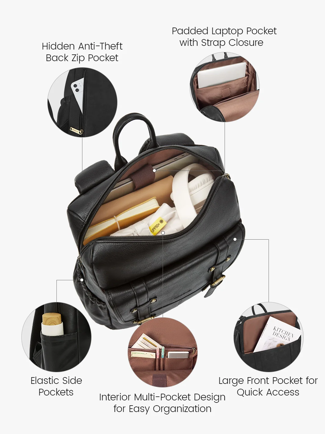 Scarlett Flip Zipper Vegan 15.6-Inch Backpack - Image 18