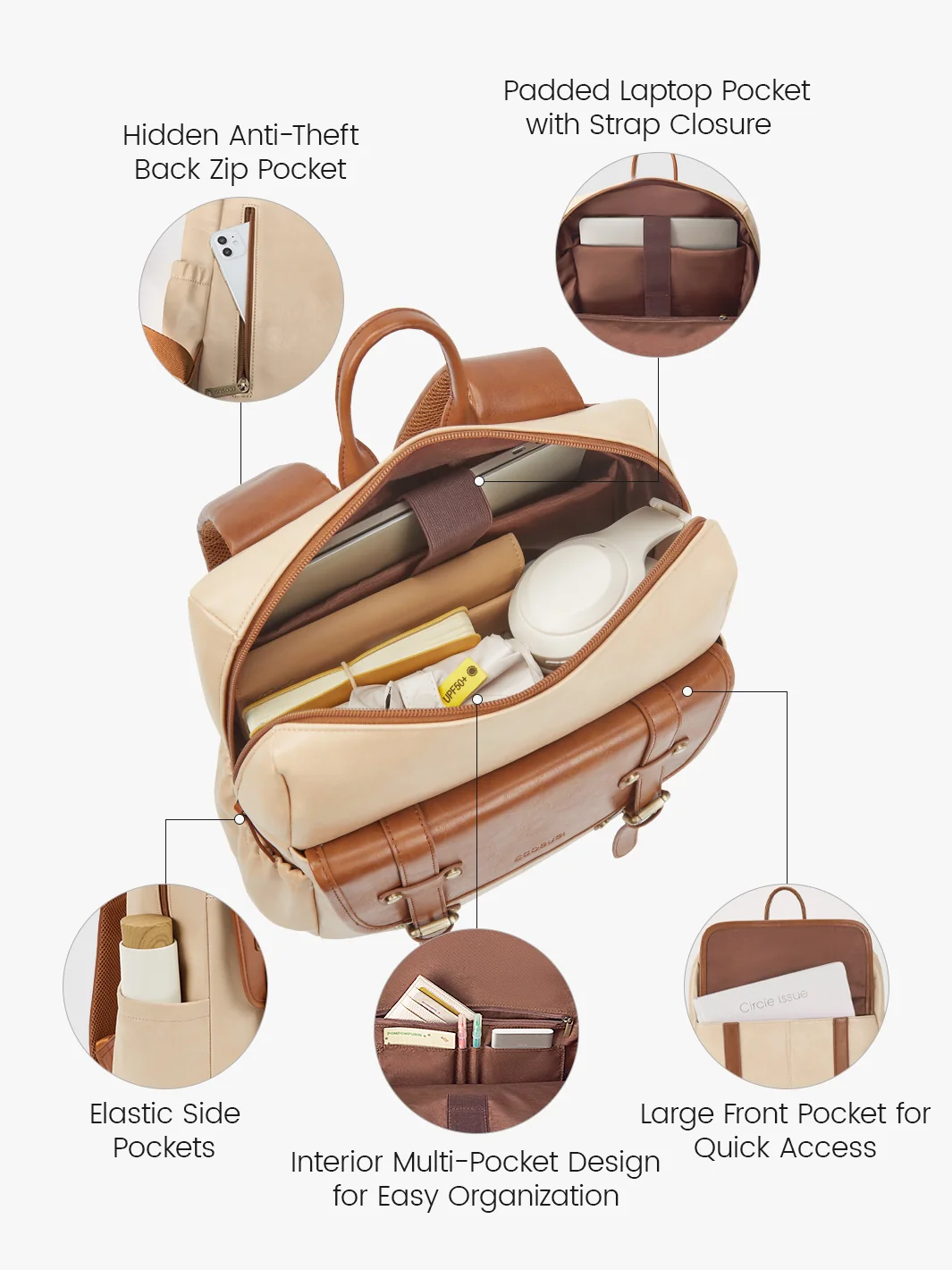 Scarlett Flip Zipper Vegan 15.6-Inch Backpack - Image 28