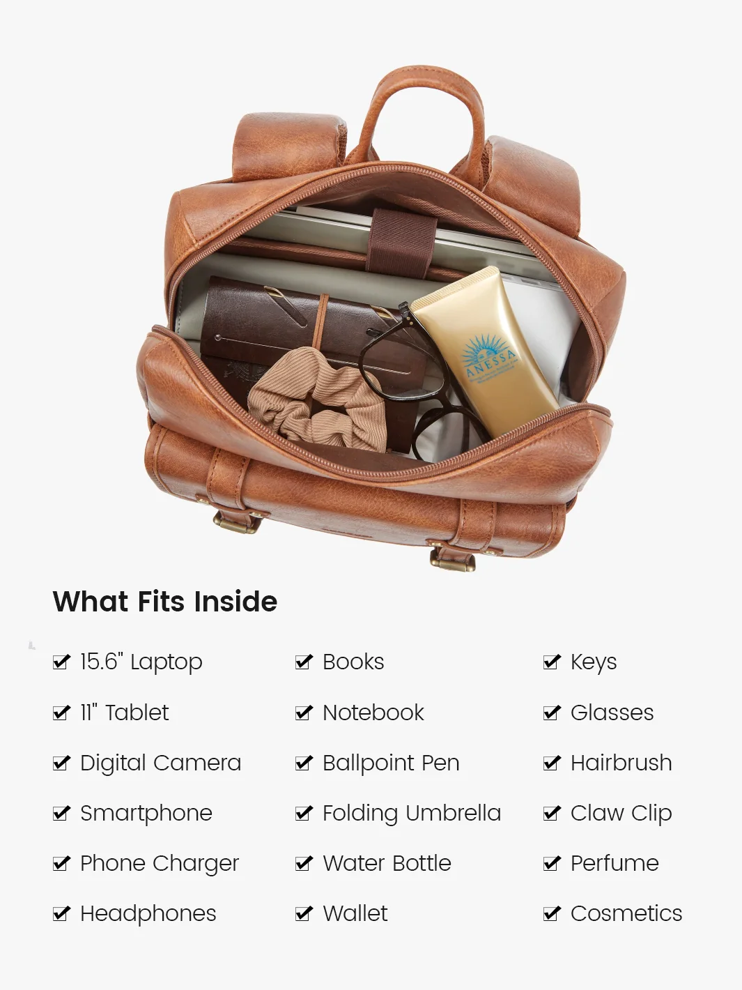 Scarlett Flip Zipper Vegan 15.6-Inch Backpack - Image 6