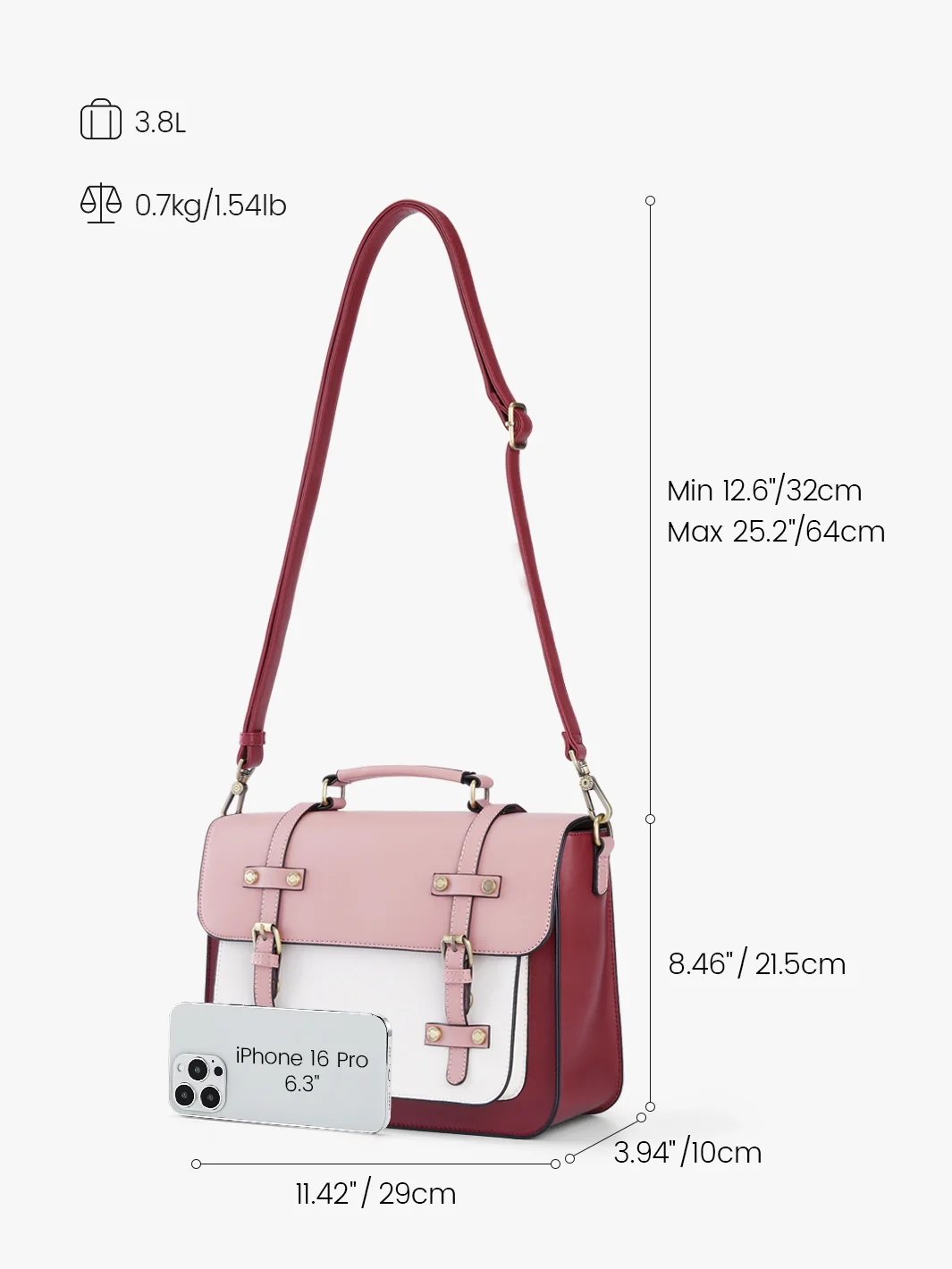 Sombre Mini Crossbody Vintage Briefcase - Image 15