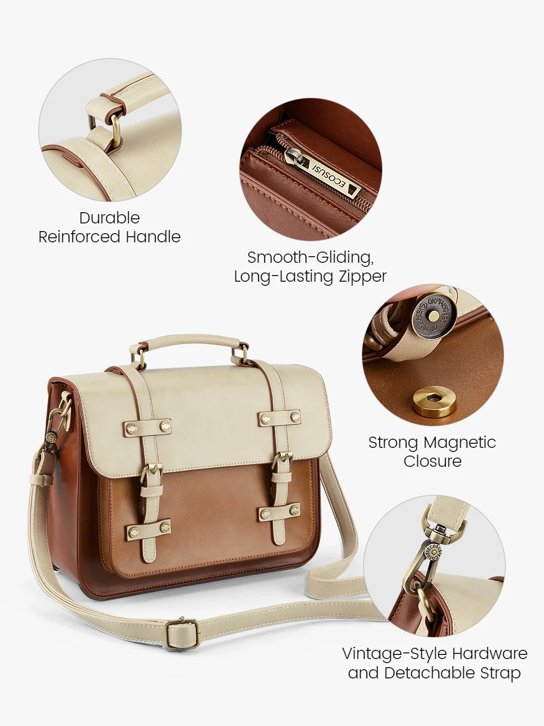 Sombre Mini Crossbody Vintage Briefcase - Image 6
