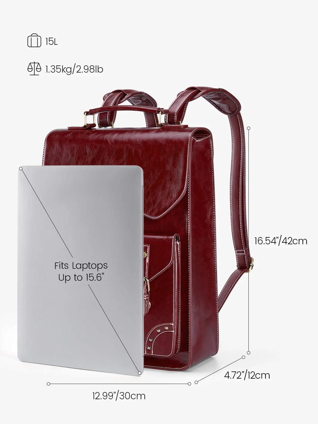 Wilder Vintage Leather 15.6-inch Laptop Backpack - Image 23